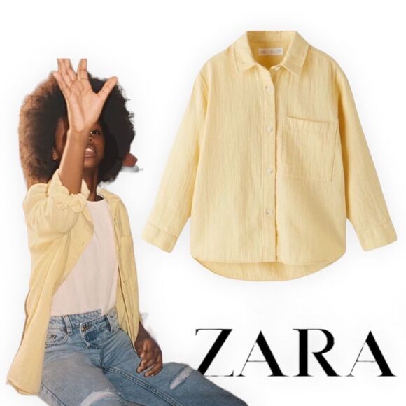 ZARA Kids | Vanilla | HIGH-LOW HEM TEXTURED SHIRT - Picture 1 of 6